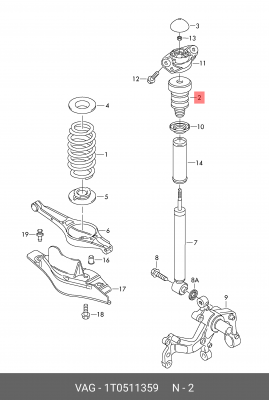 Отбойник амортизатора VW Passat B6,Tiguan,Touran заднего (1шт.) OE 1T0 511 359 VAG