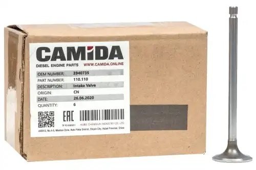 Клапан впускной Cummins ISBe КАМАЗ,Валдай ISF 3,8 CAMIDA 110110 CAMIDA