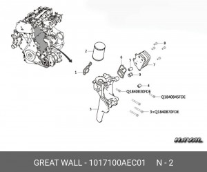 Фильтр масляный Haval H6, H8, H9, F7, F7x 2,0L (1017100AEC01) HAVAL F7 (бензин 2 1017100AEC01 HAVAL