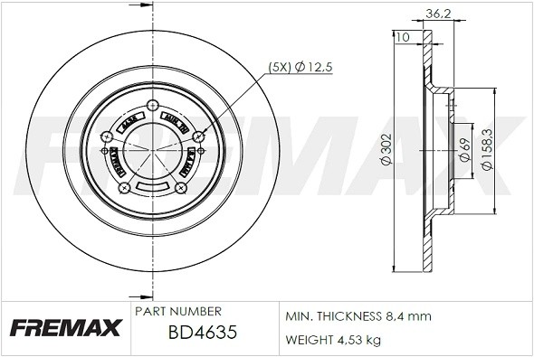 диск тормозной задний!\ Mitsubishi ASX/L200 IV/Outlander III 1.6-2.4/1.8TD 10> BD4635 FREMAX
