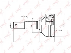 ШРУС наружный подходит для NISSAN Altima(L32) 2.5 06 / Qashqai(J10E) 1.5D-2.0 06 CO-3703 LYNXAUTO