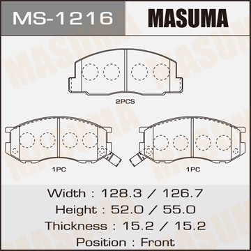 колодки дисковые передние!\ Toyota Previa 2.4i & 4WD 97-00 MS1216 MASUMA