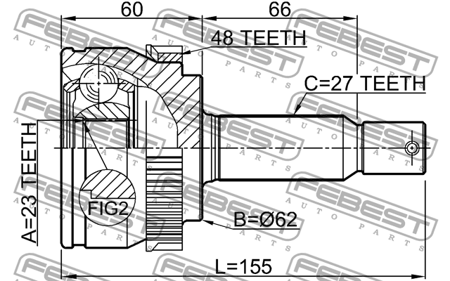 ШРУС внешний HYUNDAI TUCSON 2004-2010 1210-TUC20A48 1210-TUC20A48 FEBEST