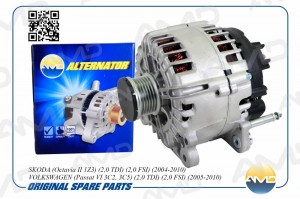 Генератор SKODA Octavia II 1Z3, 2,0 TDI, 2,0 FSI, 2004-2010, VOLKSWAGEN Passat V AMD.EL585 AMD