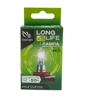лампа! галоген H11 12V-55W LongLife (блистер 1шт.)\ MLH11LL1B CLEAR LIGHT