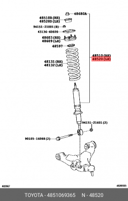 Амортизатор передний TLC200 07- 48510-69365 48510-69365 TOYOTA