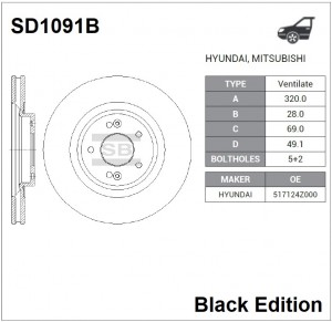 Диск тормозной SD1091B SD1091B SANGSIN