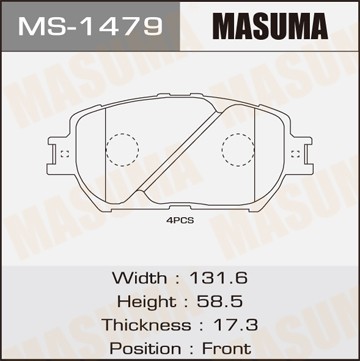 Колодки тормозные TOYOTA Camry (01-06) передние (4шт.) MASUMA MS1479 MASUMA