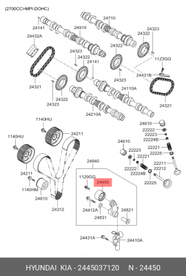 Ролик натяжения ремня ГРМ 2445037120 HYUNDAI KIA