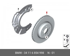 диск тормозной задний! (09C64911)\ BMW E81/ E88/ E90/ E91 34 11 6 854 998 BMW