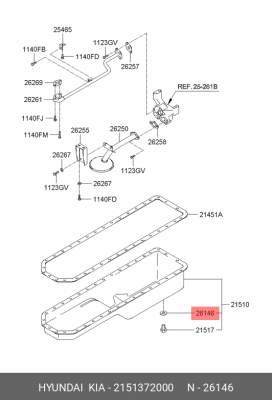 Прокладка HYUNDAI HD170 пробки картера двигателя OE 2151372000 HYUNDAI KIA