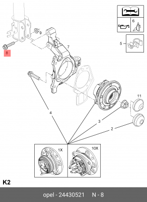 Болт OPEL OE 24430521 GENERAL MOTORS