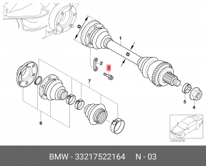 3-СЕРИЯ E46 (1998-2005)/5-СЕРИЯ E39 (1995-2003) M8X40MM /Наружний TORX 33 21 7 522 164 BMW