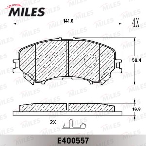 Колодки тормозные передние (Смесь Low-Metallic) NISSAN X-TRAIL(32) 14- (TRW GDB3 E400557 MILES