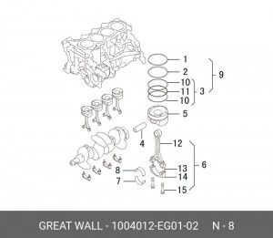 Вкладыш шатунный верхний 1004012EG0102 HAVAL