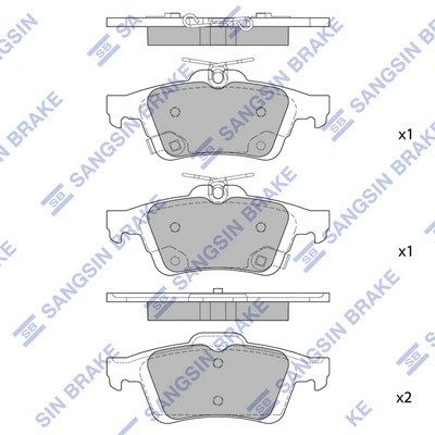 Колодки тормозные FORD Focus 3 (11-) задние (4шт.) SANGSIN SP1947 SANGSIN