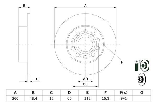 Диск тормозной VW Golf,Touran SKODA Octavia задний (1шт.) BOSCH 0986479B78 BOSCH