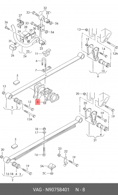 гайка! с буртиком, M14x1.5\ VW Crafter 06-16/LT 97-07 N 907 584 01 VAG