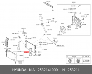 Кожух радиатора защитный левый 253214L000 HYUNDAI KIA