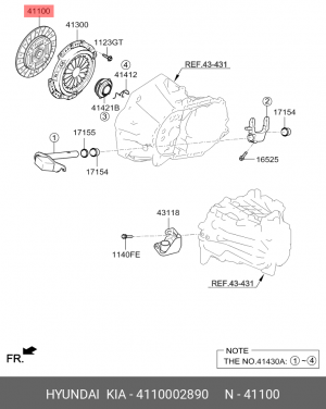 Диск сцепления KIA Picanto (17-) OE 4110002890 HYUNDAI KIA