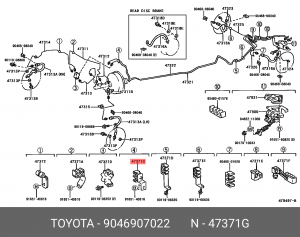TOYOTA LAND CRUISER (200) (2008>) Кронштейн трубки тормозной 90469-07022 TOYOTA