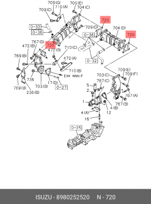 Прокладка клапана ЕГР 25685-11010 8980252520 8980252520 ISUZU
