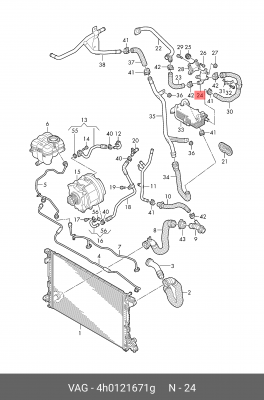 кран отопителя!\Audi A4/A4 Allroad/A5/Q5 08>,VW Bora/Crafter/Golf/Jetta/Touareg  4H0121671G VAG
