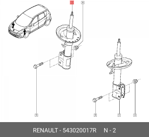 амортизатор передний!\ Renault Grand Scenic III/Scenic III 1.4-2.0DCi 09> 543020017R RENAULT