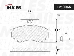 Колодки тормозные передние (Смесь CERAMIC серия PRO) AUDI 80/VW GOLF III/PASSAT/ E510065 MILES