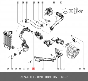 Прокладка воздушного патрубка (рез) RENAULT 8201089106 8201089106 RENAULT