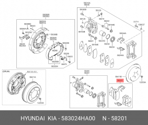 Колодки тормозные HYUNDAI Starex H-1 (07-) задние (4шт.) OE 583024HA00 HYUNDAI KIA