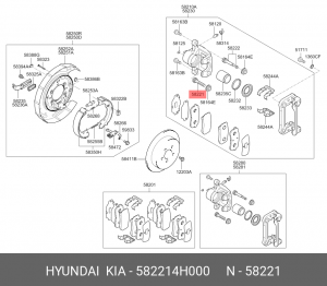 направляющая cуппорта заднего!\ Hyundai ix35/ix55/Veloster, KIA Sportage 10> 582214H000 HYUNDAI