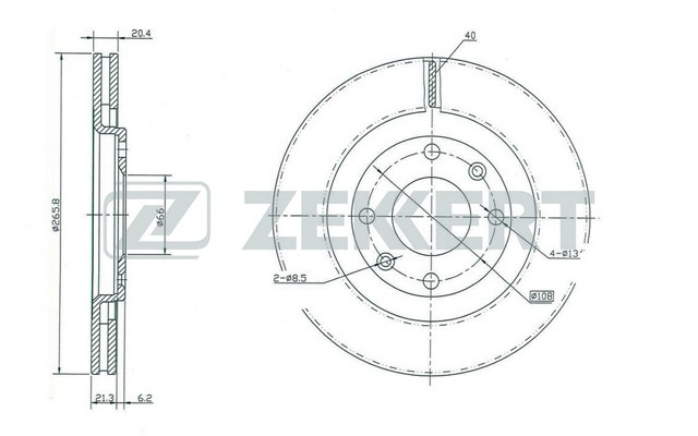 Диск тормозной PEUGEOT 206 передний (1шт.) ZEKKERT BS-5113 ZEKKERT