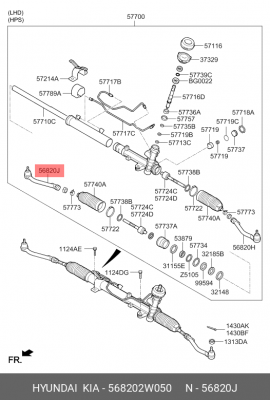 Наконечник рулевой тяги HYUNDAI Santa Fe (12-) KIA Sorento (12-) правый OE 568202W050 HYUNDAI KIA