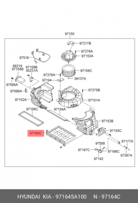 Фильтр воздушный салона HYUNDAI County (сетка) OE 971645A100 HYUNDAI KIA