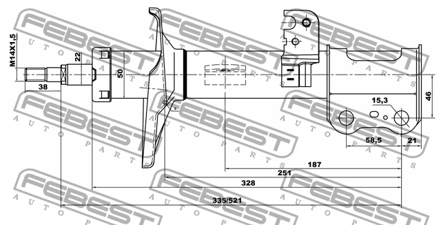 Амортизатор передн правый TOYOTA COROLLA E12 01665182FR 01665182FR FEBEST