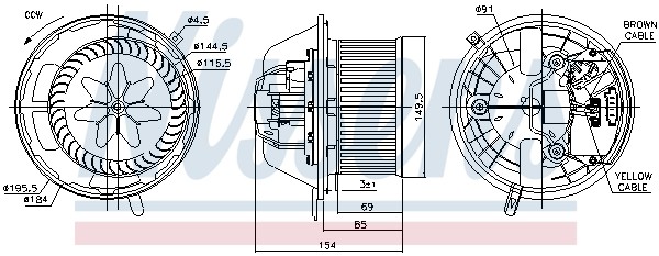 вентилятор отопителя!\ BMW E81/E87 04>/E88 08>/E90/E91 05>/E93 07> 87062 NISSENS