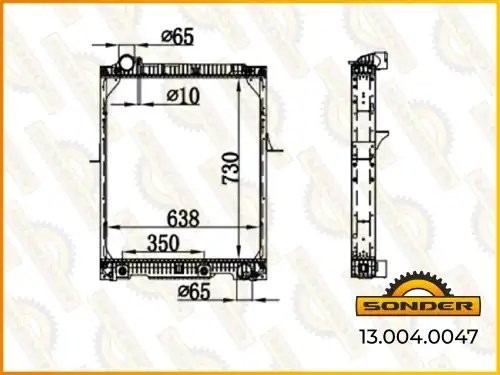 Радиатор MB NG 90 (87-) 730*639*48 (алюминий) (без рамки) аналог 626430 130040047 SONDER