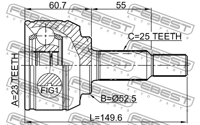 ШРУС внешний RENAULT DUSTER I/II, MEGANE III/IV 2410-KAPT 2410-KAPT FEBEST