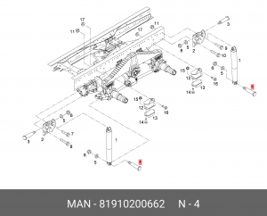 Конусный болт с 6-гр. головкой M16X1,5X2 81910200662 MAN