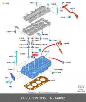 прокладка клапанной крышки! кольцо уплотнительное\ Ford Focus IV 1.5 2 191 035 FORD