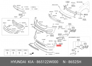 Бампер HYUNDAI Santa Fe (13-) передний (нижняя часть) OE 865122W000 HYUNDAI KIA