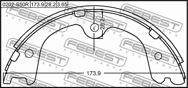Колодки тормозные задние (барабанные) 0202-S50R FEBEST