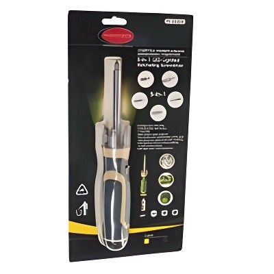 Отвертка с набором бит,подсветкой 250мм реверсивная 5 предметов в блистере ROCKF RF303854 ROCK FORCE