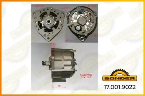 Генератор Premium 24V, 80А без шкива о.н MAN 51261017192 / MAHLE - MG 493 — 2 го 170019022 SONDER