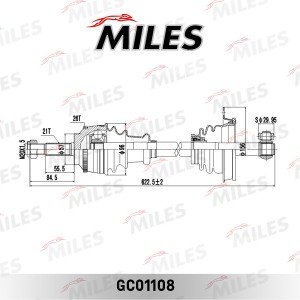 Привод в сборе левый RENAULT CLIO/KANGOO 1.2-1.9TD 98- (ABS) (GKN 303233) GC0110 GC01108 MILES