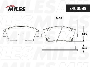 Колодки тормозные передние (Смесь Low-Metallic) HYUNDAI TUCSON/KIA SPORTAGE 15-  E400599 MILES