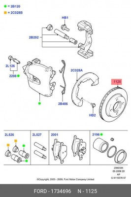 диск тормозной передний! 15' wheel\ Ford Focus II/C-Max,Volvo S40/V50 1.6-2.4 04 1734696 FORD