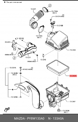 Фильтр воздушный MAZDA PY8W-13-3A0 PY8W133A0 MAZDA