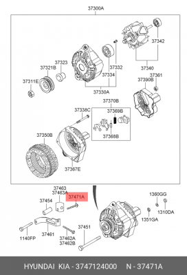 Болт HYUNDAI Accent (00-) генератора OE 3747124000 HYUNDAI KIA